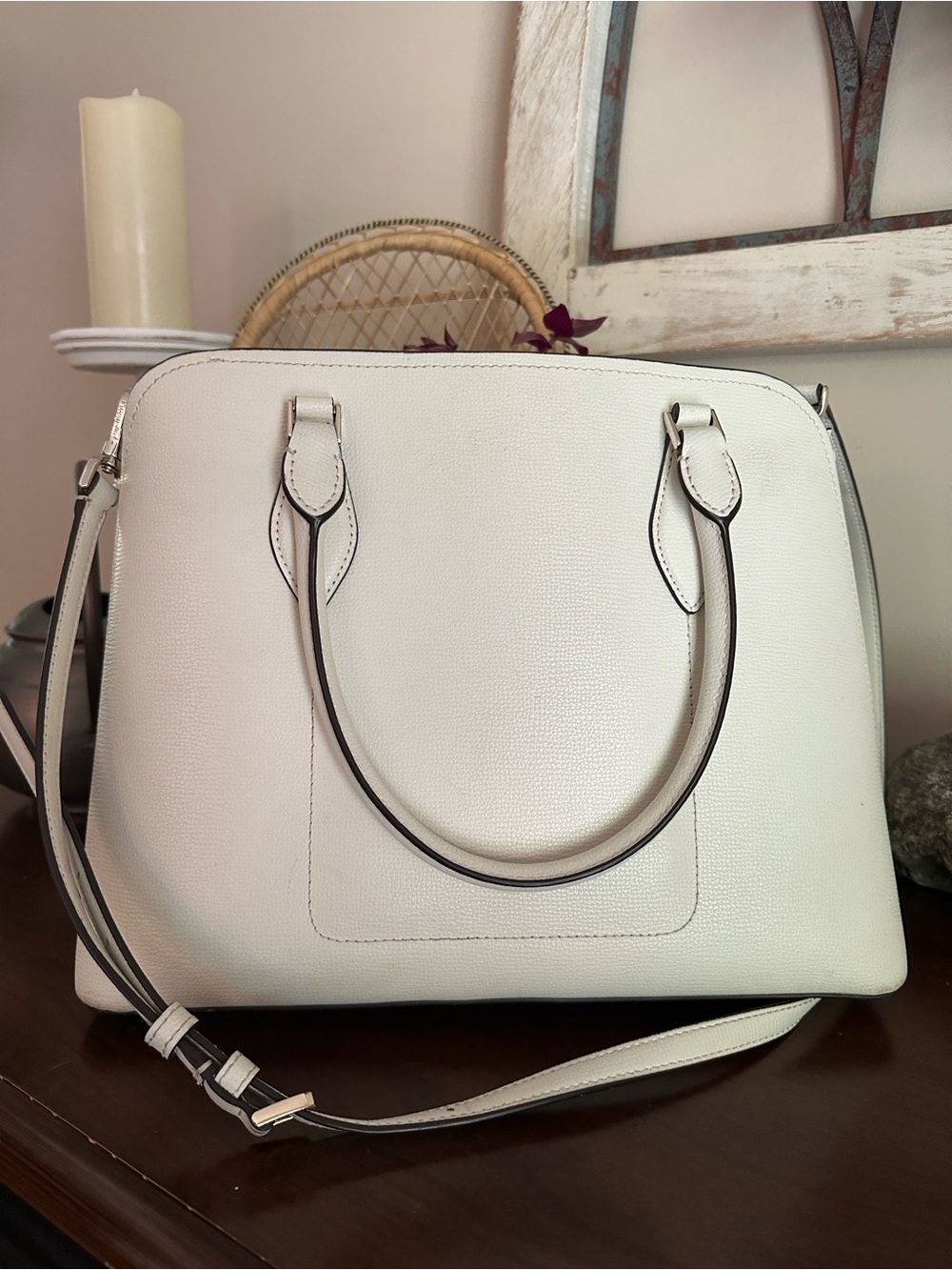 kate spade Cream saffiano Leather Satchel with adjustable Strap - Picture 2 of 3